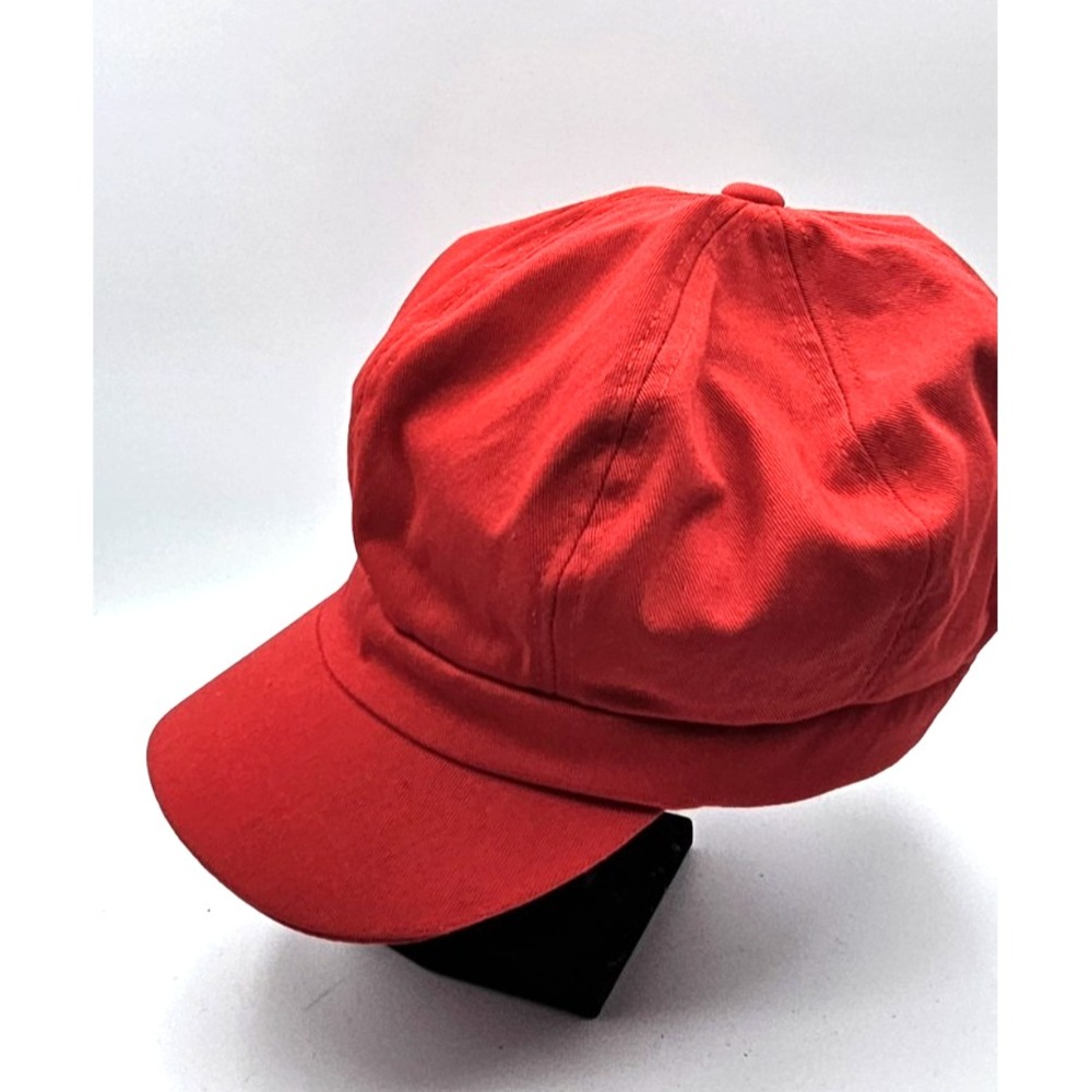 Women's Red Newsboy Cap 8 Panel Baker Boy Hat Vintage Style